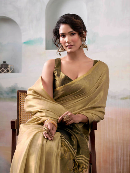 Shree Shyam Fashion Tissue Silk Golden Saree