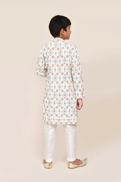 Joban Fashion Cotton White Kurta With Straight Fit Pant