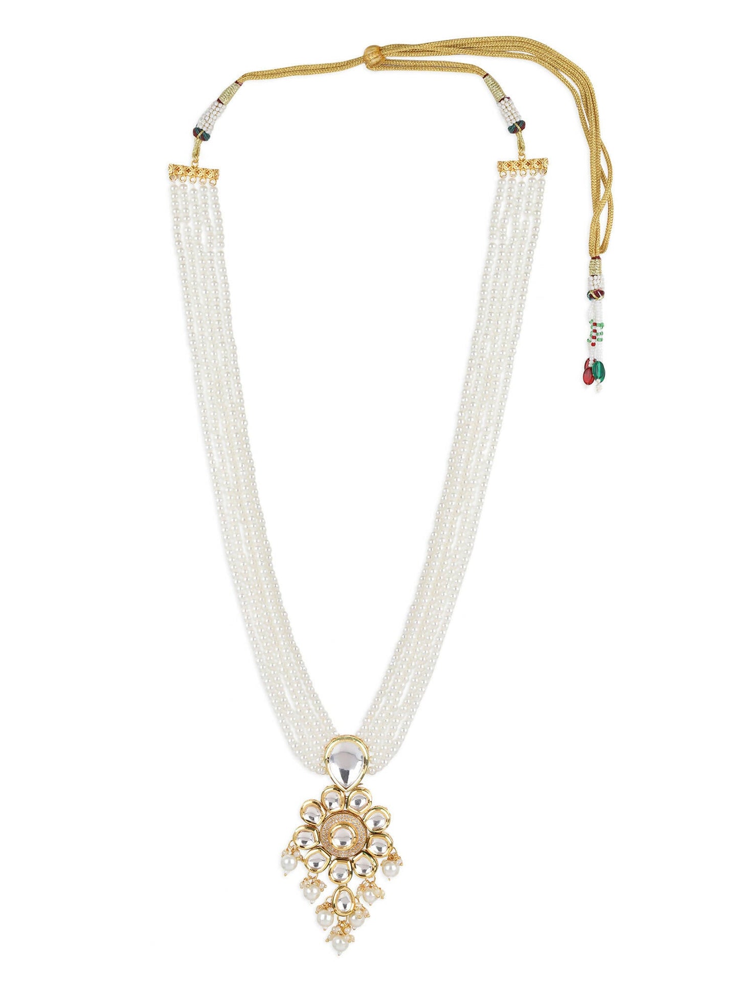 Gold-Toned White Brass Gold-Polished Necklace - Ruby Raang