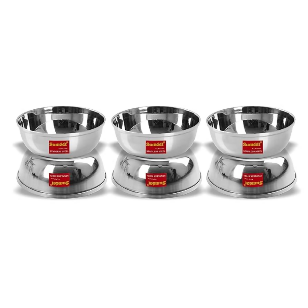 Sumeet Stainless Steel Heavy Gauge Bowl Set/Wati Set With Mirror Finish