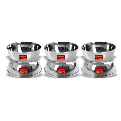 Sumeet Stainless Steel Heavy Gauge Bowl Set/Wati Set With Mirror Finish