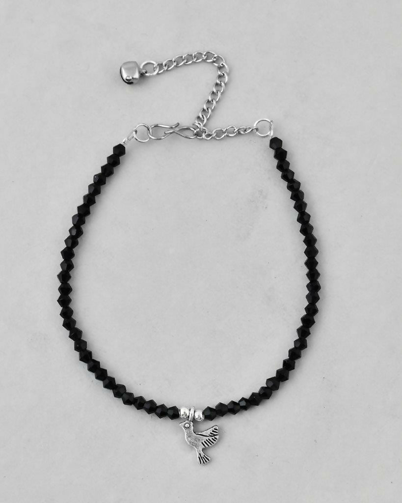 VOJ Set of 2 Bird Black Beads Anklet