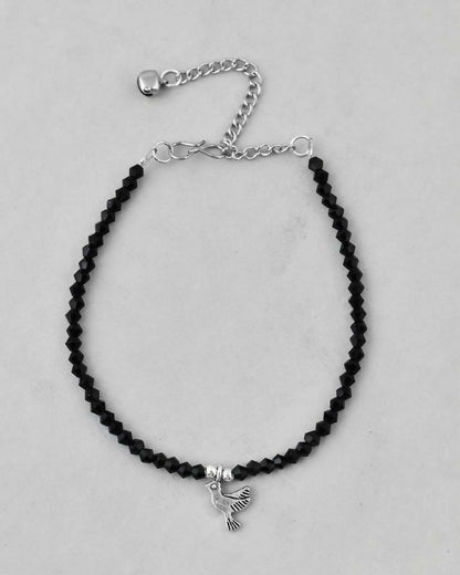 VOJ Set of 2 Bird Black Beads Anklet