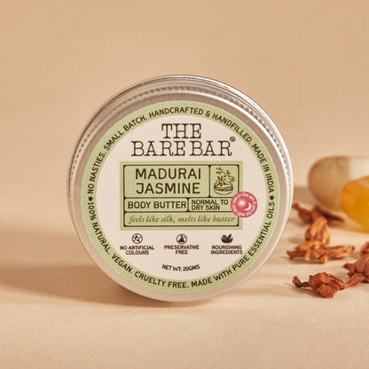 The Bare Bar Madurai Jasmine Body Butter - Floral Moisturizer For Smooth, Radiant Skin