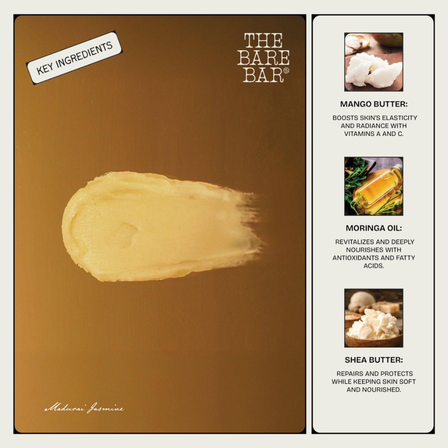 The Bare Bar Madurai Jasmine Body Butter - Floral Moisturizer For Smooth, Radiant Skin