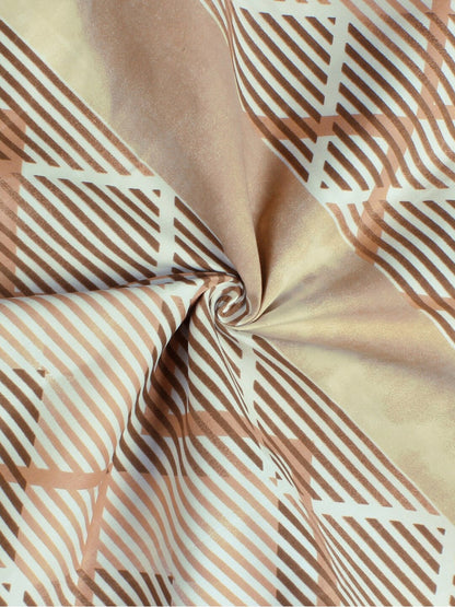 Story@home Brown & White Striped Microfiber 180 TC Bedsheet With Pillow Cover