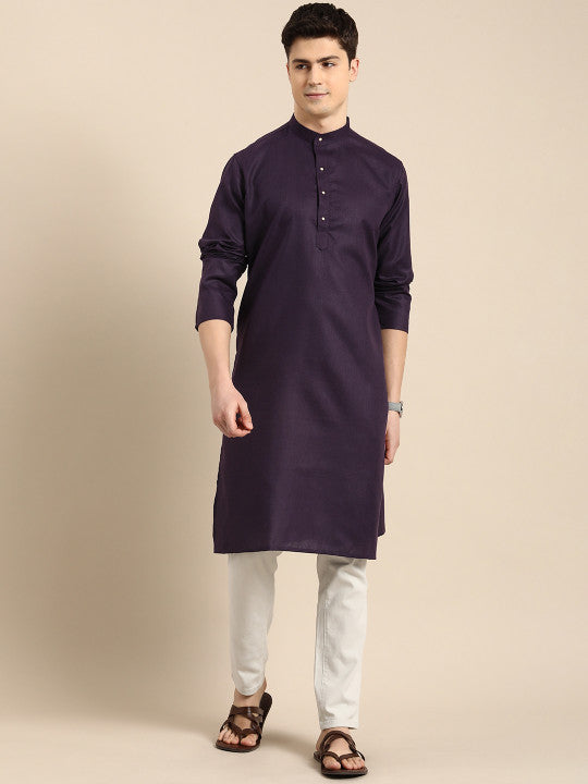 Anouk Men Solid Kurta Purple