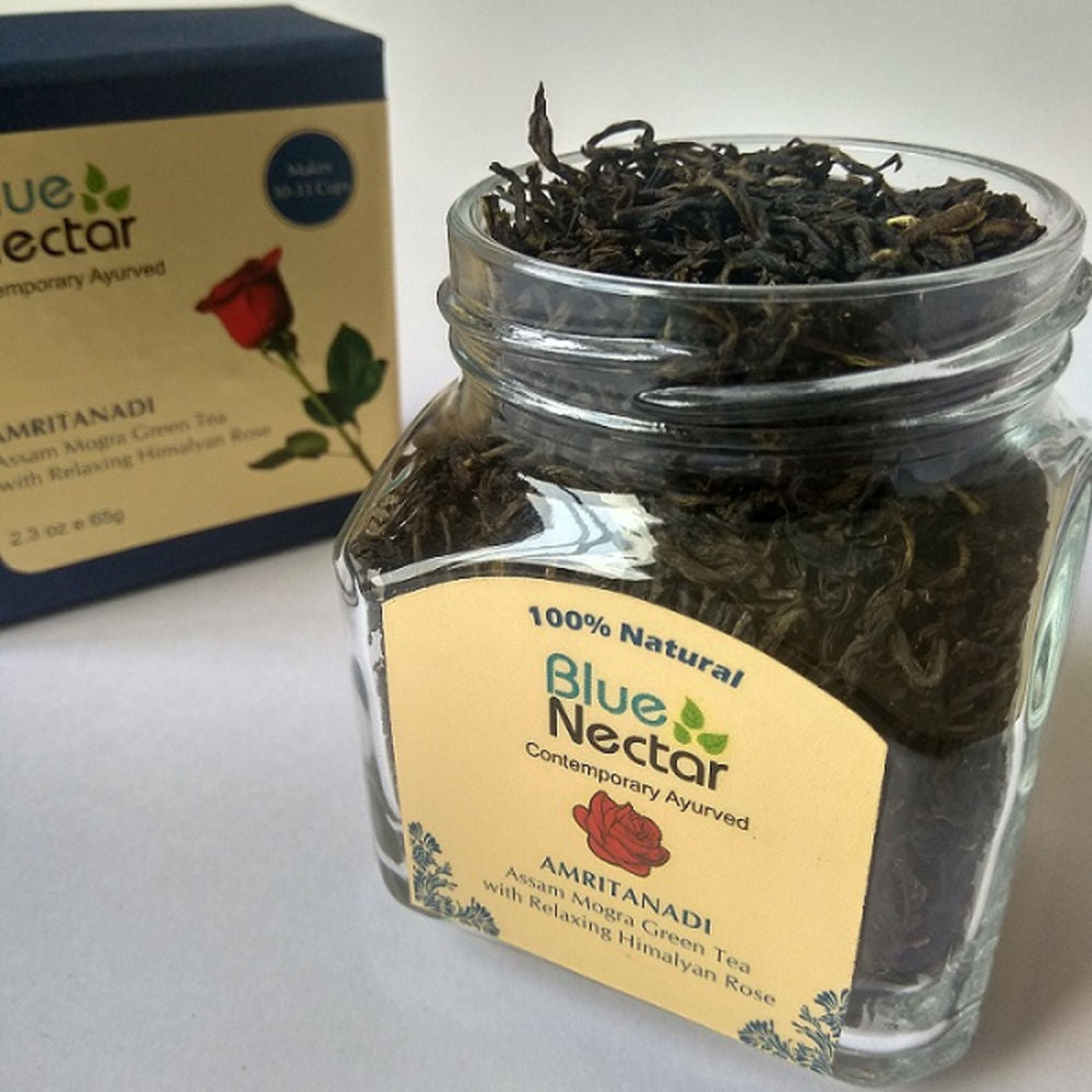 Blue Nectar Amritanadi Assam Mogra Green Tea with Himalyan Rose