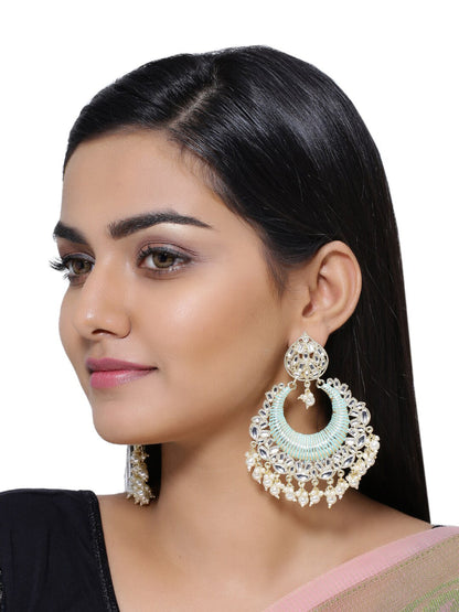 Shoshaa Sea Green & Gold-Polished Classic Chandbalis
