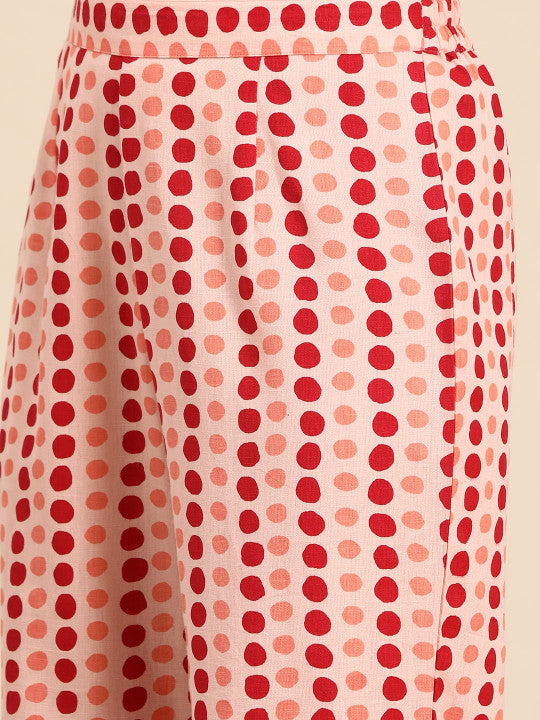 Anayna Polka Dots Printed Boat Neck Kurta with Trousers