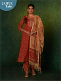 Likha Orange Floral Print & Embroidered Kurta Pant With Dupatta LIKSKD177