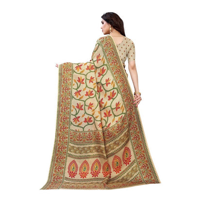 Vamika Printed Jute Silk Brown Saree (Rishika Chiku)
