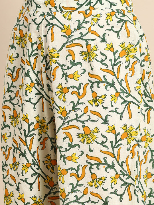 Anayna Women Yellow Bandhani Printed Angrakha Pure Cotton Kurta with Trousers & Dupatta