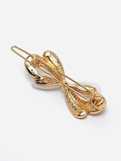 Panash Women Gold-Toned & White Embellished Bumpit Hair Pin