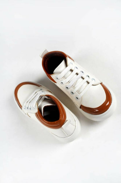 Tiny Bugs For Boys & Girls Mid Top Sneakers - White & Tan