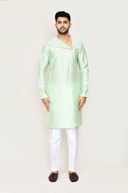 Joban Fashion Green Colored Art Silk Fabric Kurta With Straight Fit Pant