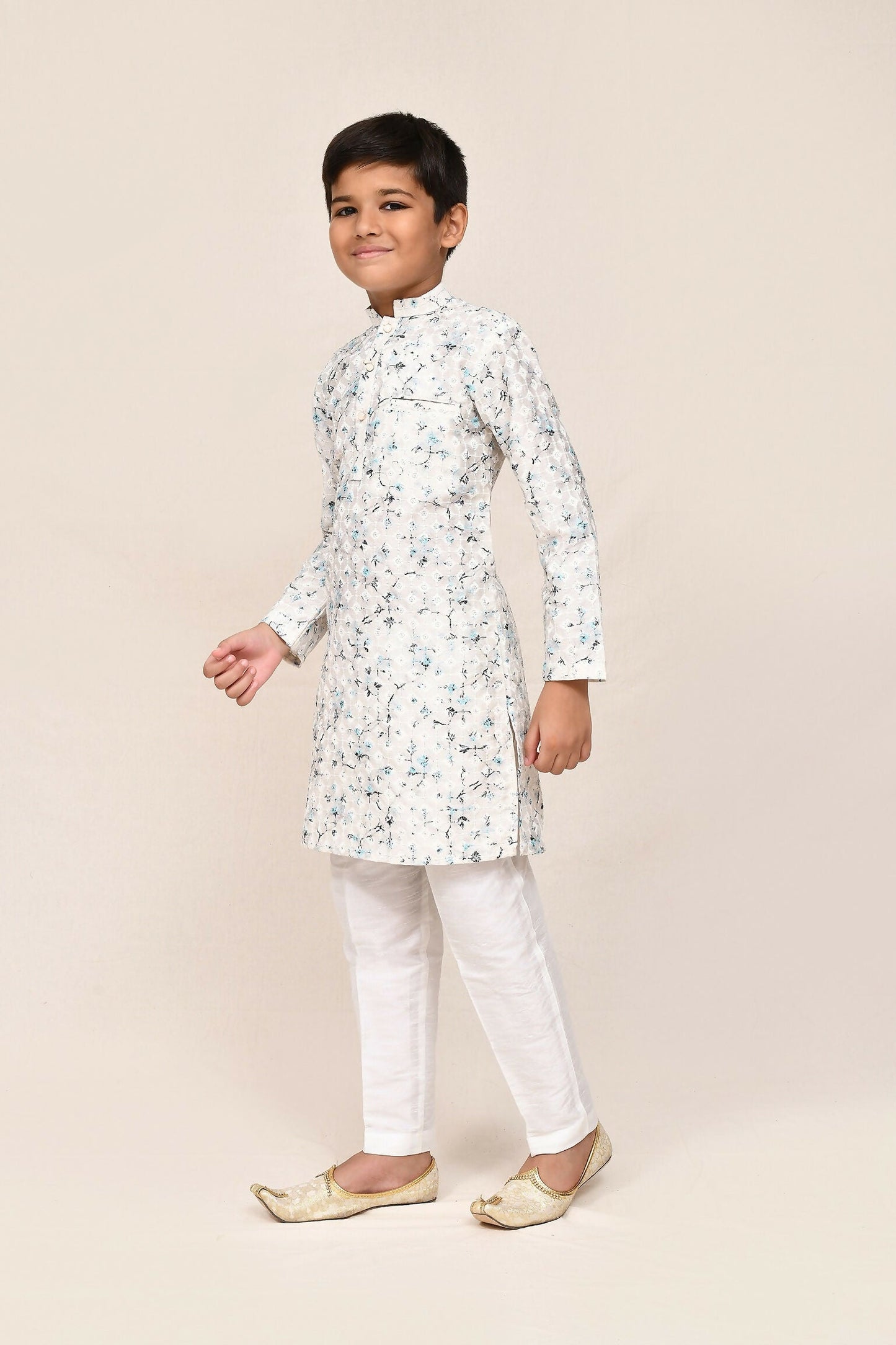 Joban Fashion Cotton Based Full Thread Work White Kurta With Straight Fit Pant