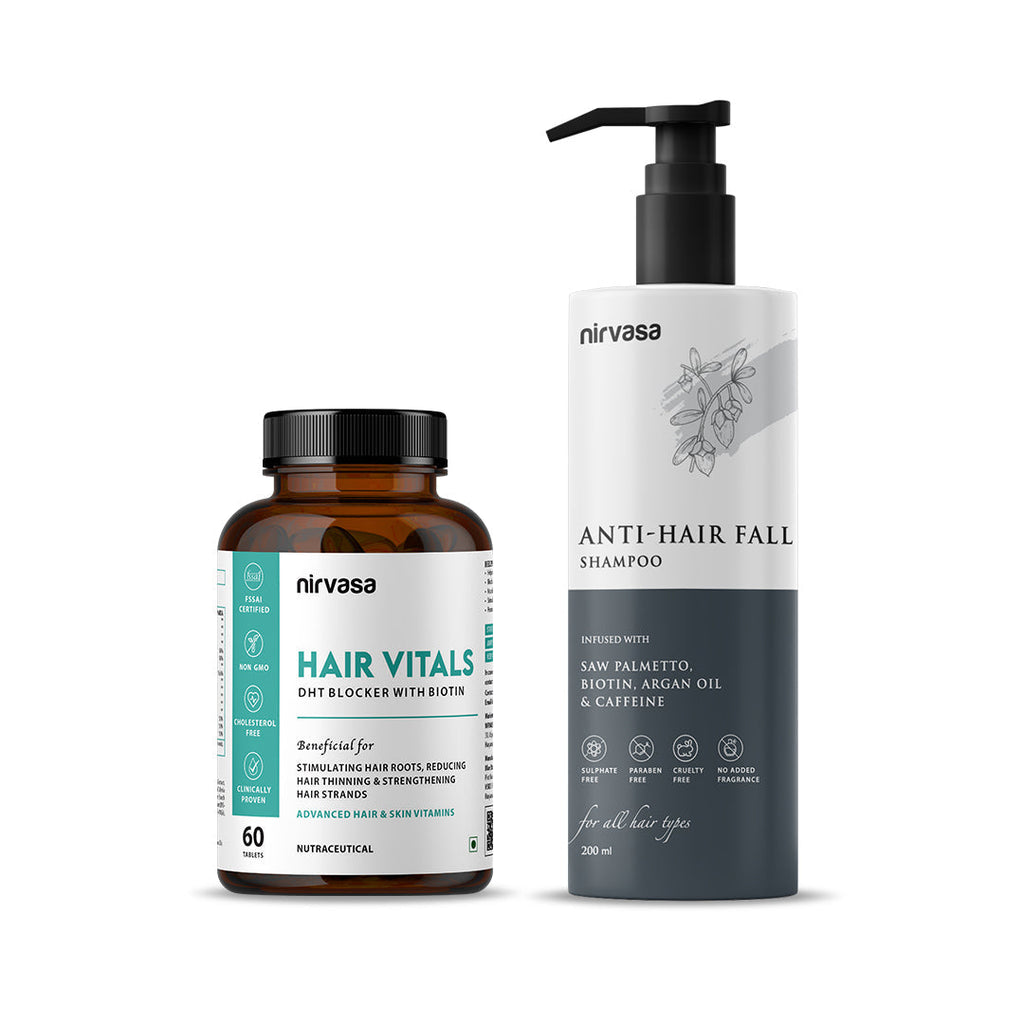 Nirvasa Anti Hairfall Shampoo and Hair Vitals Tablets Combo