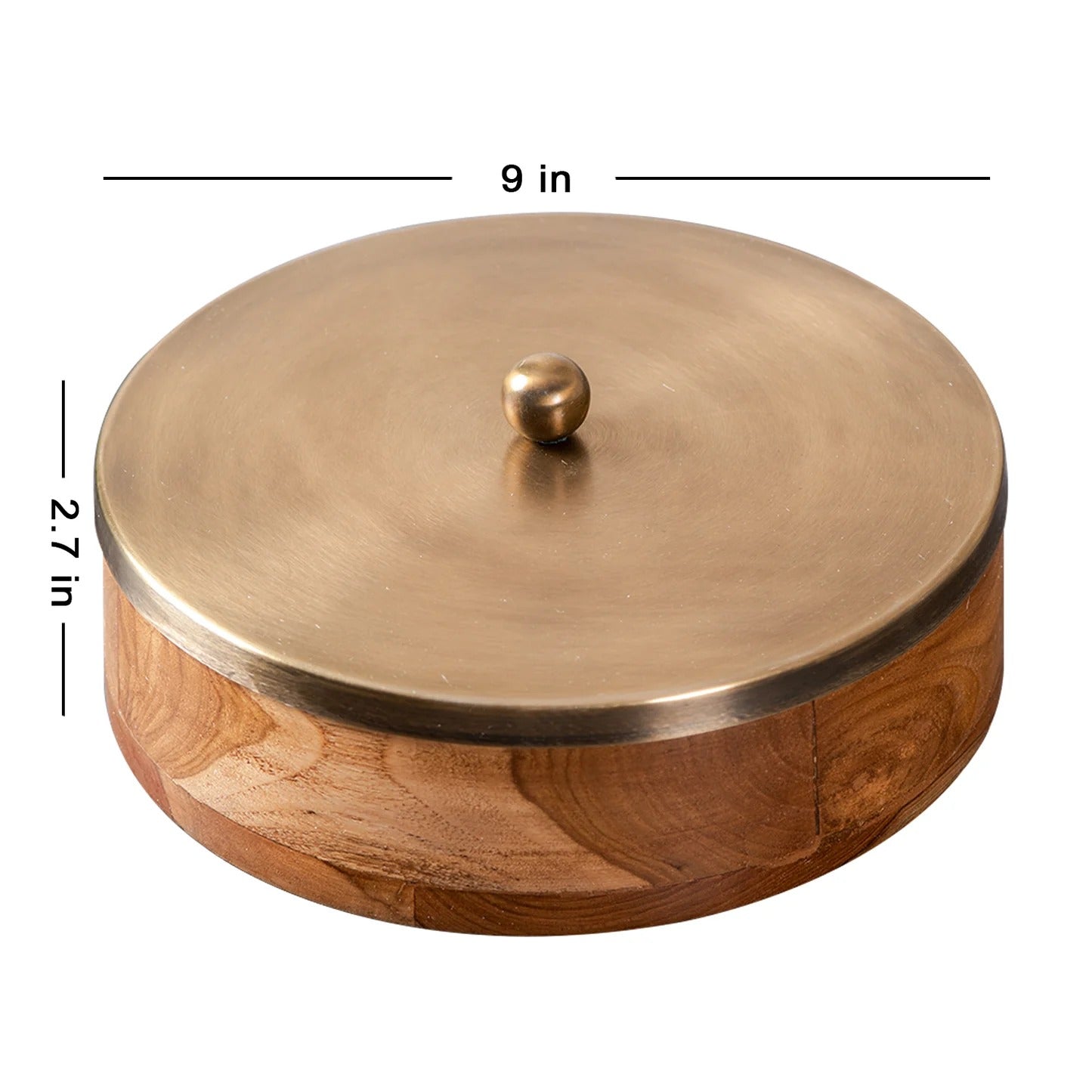 Nestroots Classic Acacia Wood Masala Box Gold Teak Wood 7 Jars