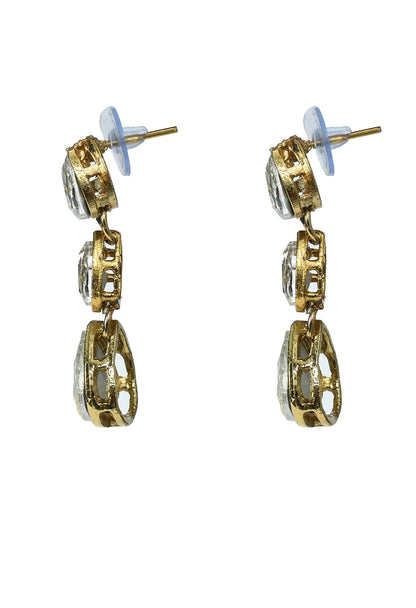 Mominos Fashion Johar Kamal Gold-Polished Brass Finish Kundan/Stone Choker For Women (White)
