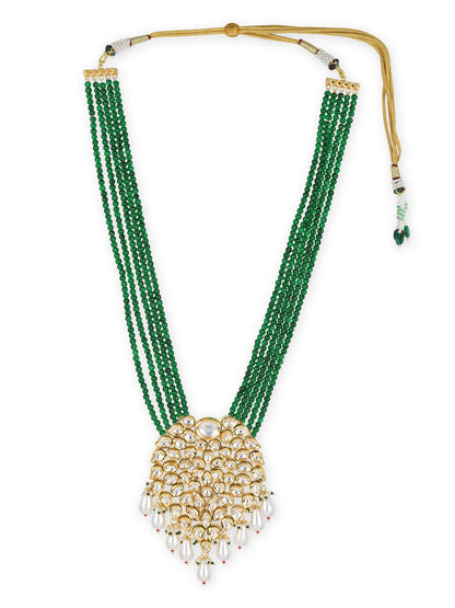 Gold-Toned Green Brass Gold-Polished Necklace - Ruby Raang