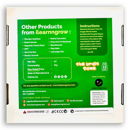 iLearnngrow Kid's Brain Board Game to Improve Memory and Observation Skills for Age 5 - 10 Years