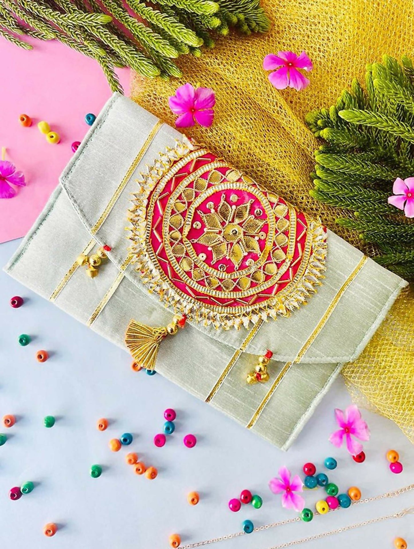 Joban Fashion Bridal Purse With Magnetic Lock - Pink