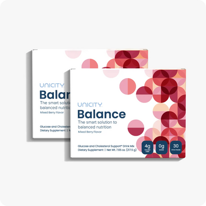 Unicity Balance Glucose & Cholesterol Support Drink Mix – Mixed Berry (30 Stick Packs)