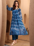 Sangria Women Georgette Tie & Dye and Embroidered A-line Flared Kurta