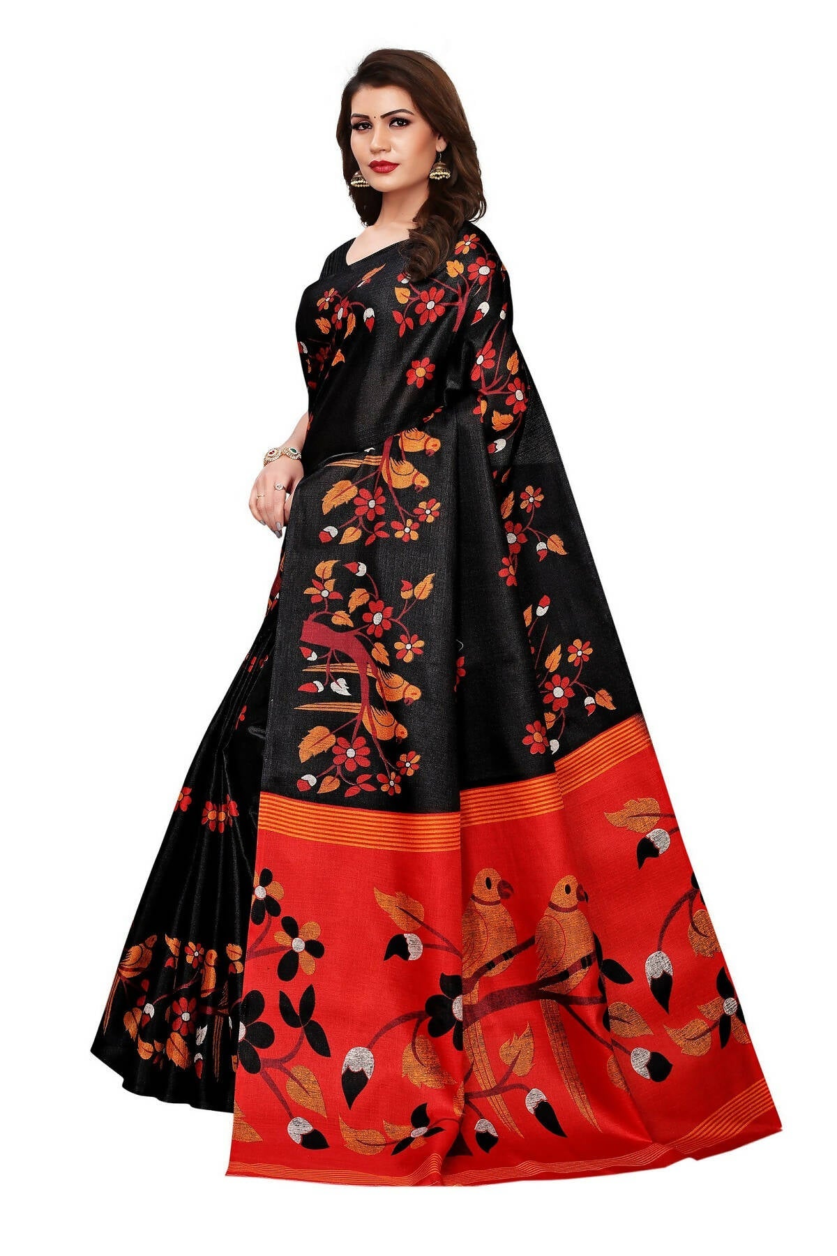 Vamika Black Kalamkari With Jhalar Khadi Silk Saree