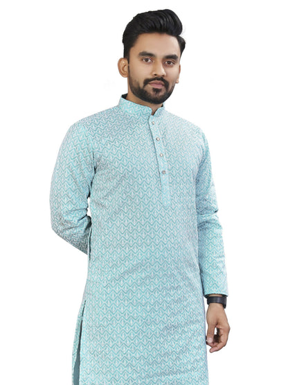 Anaita Light_Blue Lucknowi Work Silk Straight Kurta