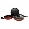 USHA SHRIRAM Non-Stick Set Tawa + Kadai + Frying Pan with Lid 1pc Multipurpose Red