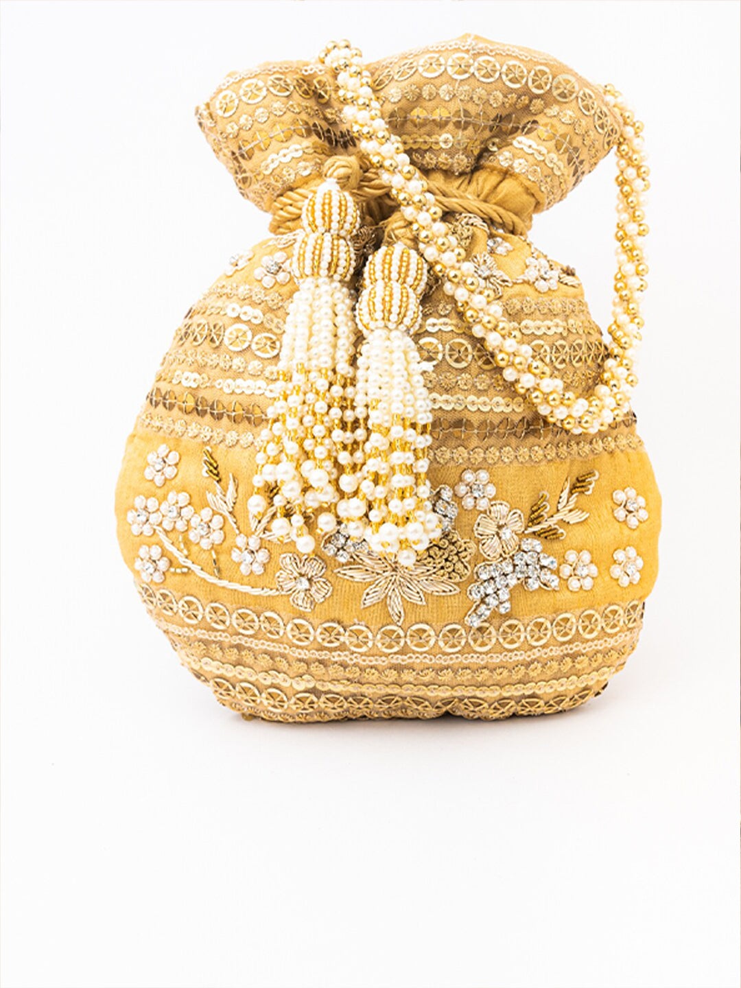 NR By Nidhi Rathi Women Gold Embroidered Potli Bag