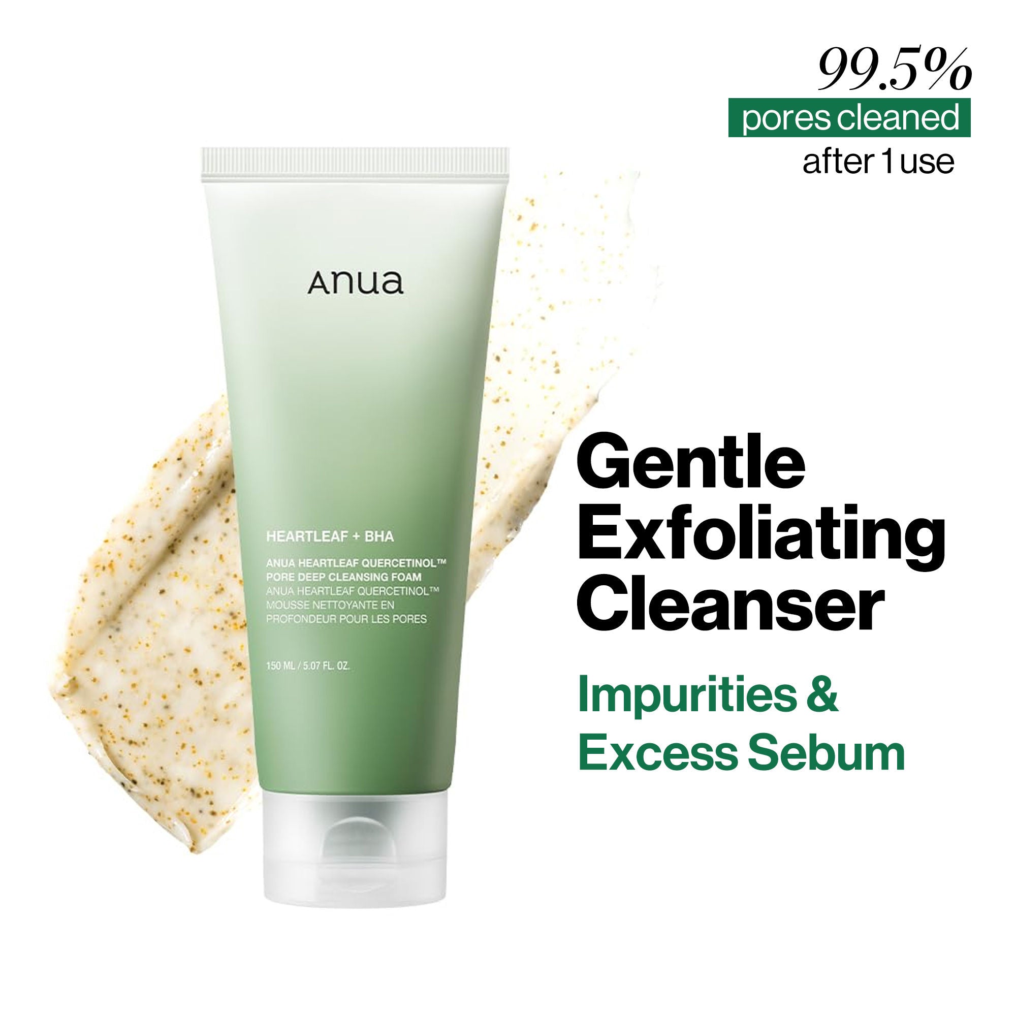 Anua Heartleaf Quercetinol Pore Deep Cleansing Foam with 0.5% BHA - 150 ml