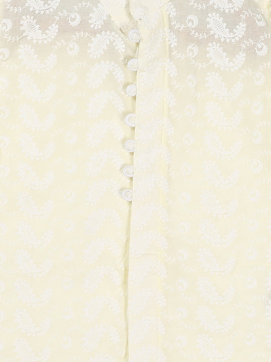 Vastramay Sishu Boys Yellow Ethnic Motifs Chikankari Kurta