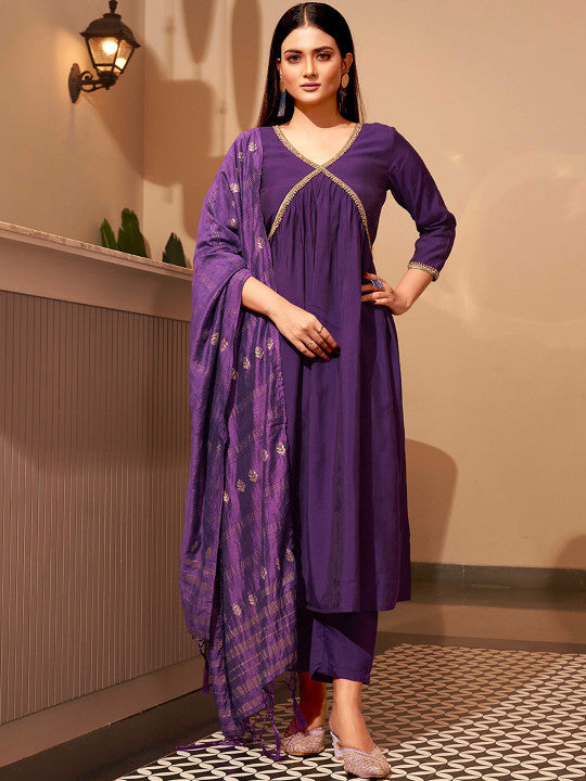 Tikhi Imli Empire Beads and Stones Anarkali Kurta With Trousers & Dupatta