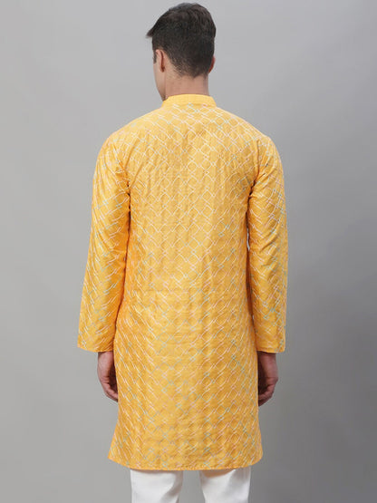 Sojanya Geometric Embroidered Thread Work Cotton Silk Kurta