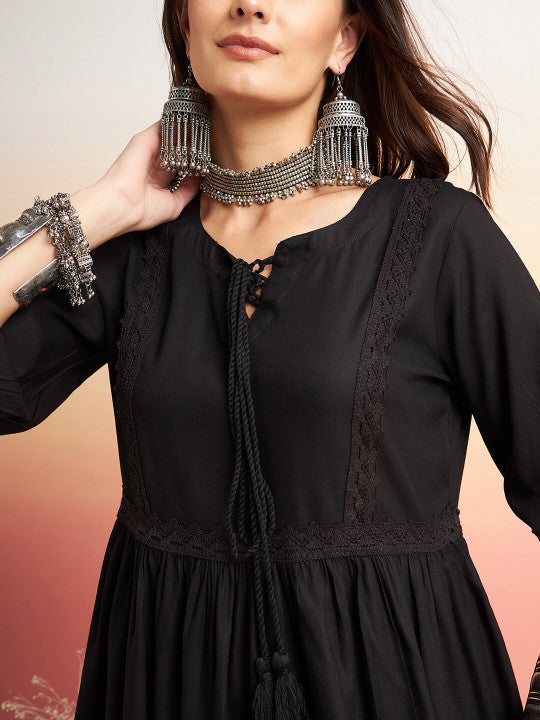 Sangria Embellished Lace Up Detail Top & Palazzo Co-Ords Set