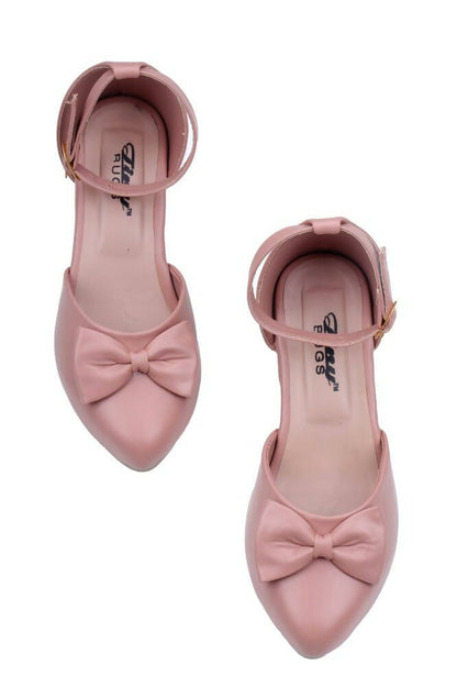 Tiny Bugs Girls Bow Embellished Ballerinas - Peach