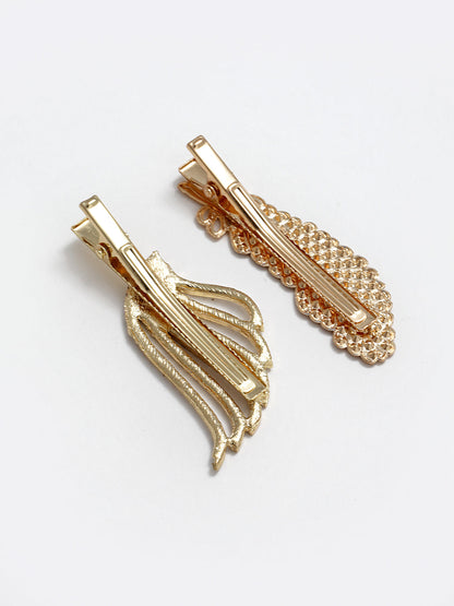 Panash Women Set of 2 Gold-Toned Cubic Zirconia-Studded Alligator Hair Clips