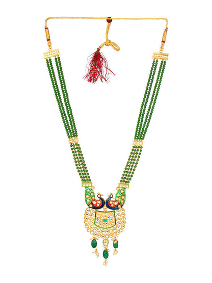 Cardinal Gold-Polished Green Studded Jewellery Set