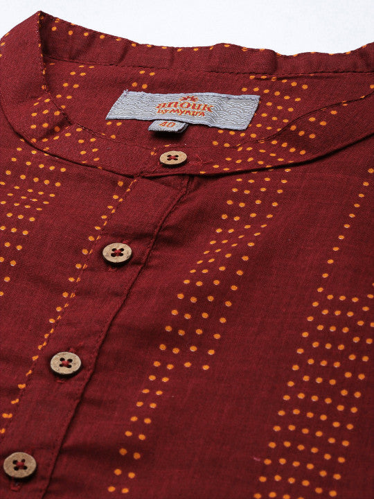 Anouk Men Printed Pure Cotton Straight Kurta