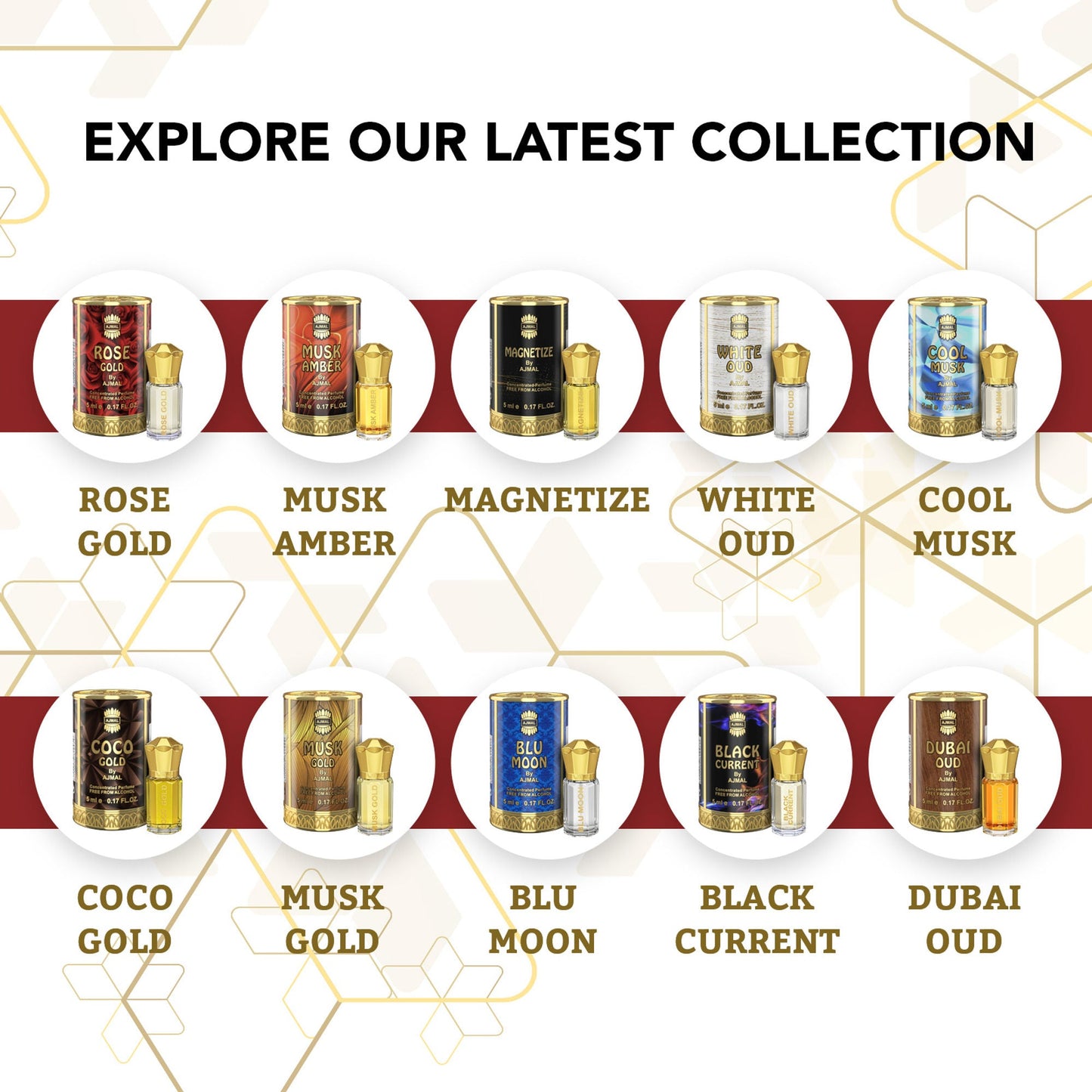 Ajmal India Rose Gold Attar Concentrated Perfume For Her