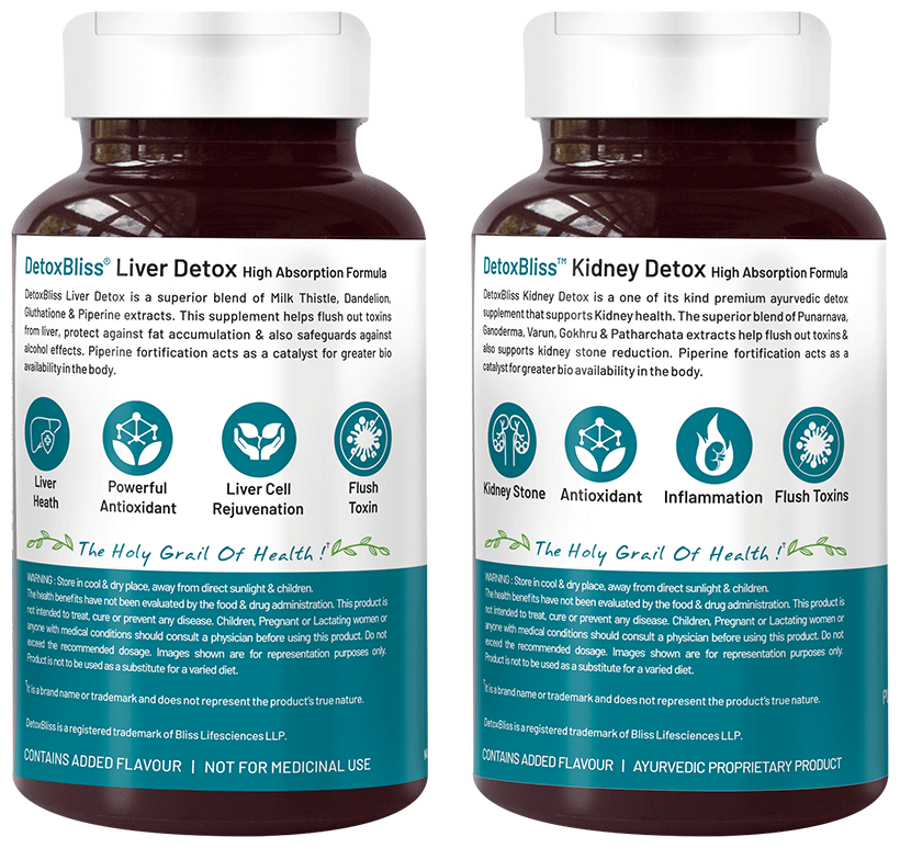 Bliss Welness Combo Pack of Body kidney & Liver Detox Veg Tablet