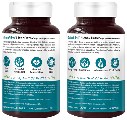 Bliss Welness Combo Pack of Body kidney & Liver Detox Veg Tablet