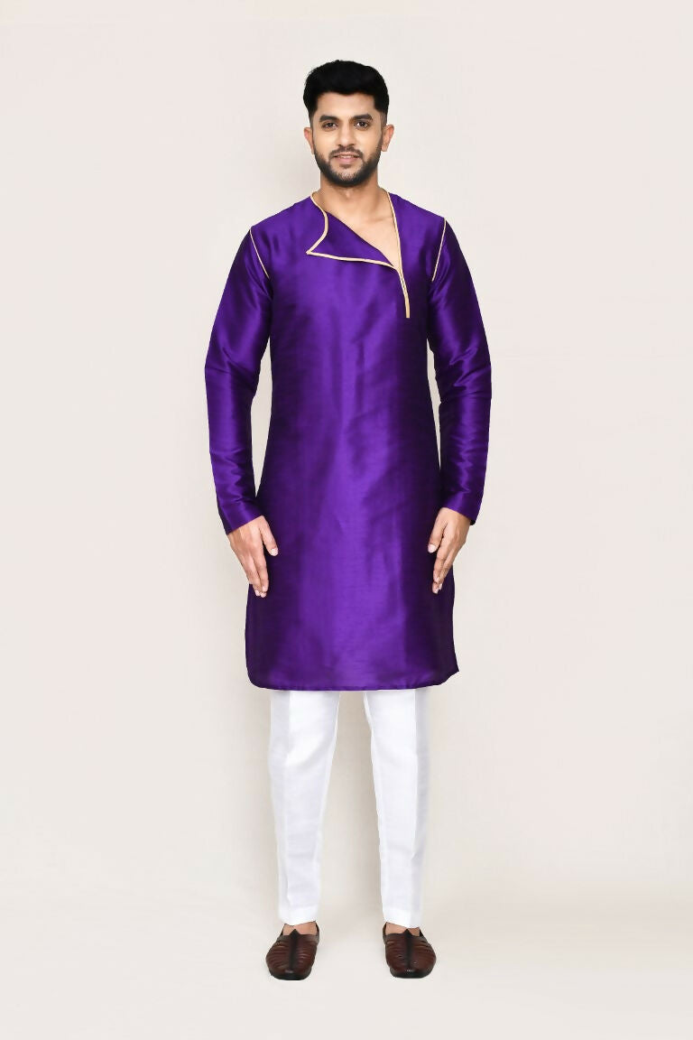 Joban Fashion Purple Colored Art Silk Fabric Kurta With Straight Fit Pant