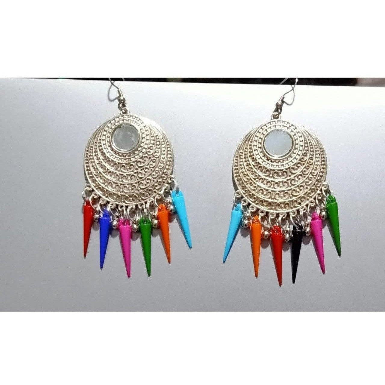 MS Fashion India Silver Color Earrings With Long Beads