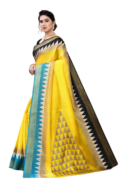 Vamika Yellow & Black Linen Jari Border Saree (GUNJAN YELLOW)