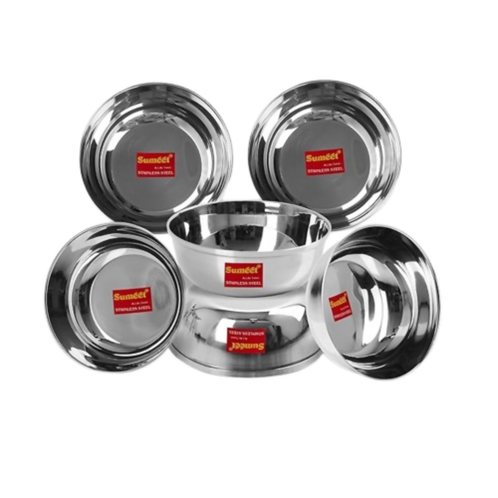 Sumeet Stainless Steel Heavy Gauge Bowl Set/Wati Set With Mirror Finish