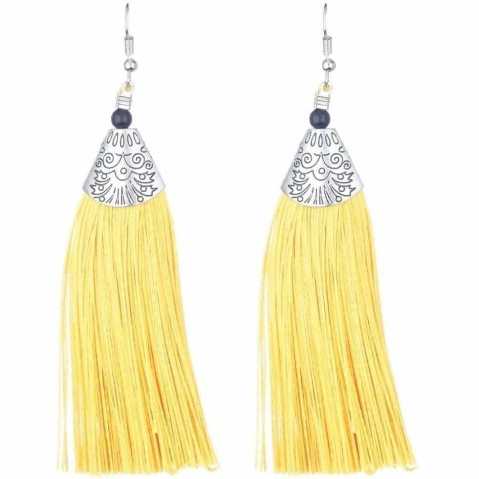MS Fashion India Yellow Fringe Earrings